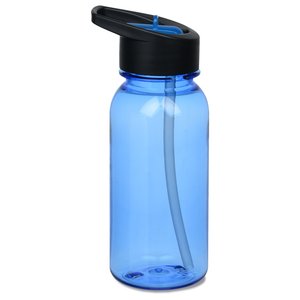 Additional Image 2 - a blue plastic water bottle with a black lid