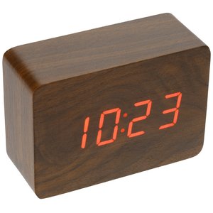 Additional Image 2 - a brown rectangular clock with red numbers