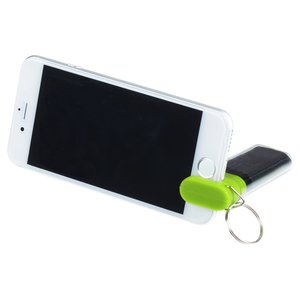 Additional Image 3 - a white cell phone with green keychain