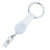 a white keychain with a white strap