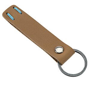 Additional Image 1 - a brown leather keychain with a ring