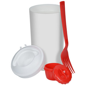 Additional Image 1 - a white cup with a red spoon and a red plastic spoon