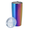 a rainbow colored tumbler with a lid