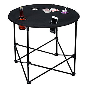 Additional Image 3 - a round black table with metal legs