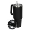 a black and silver coffee mug