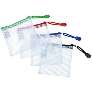 Additional Image 1 - a group of clear plastic bags with green and blue handles