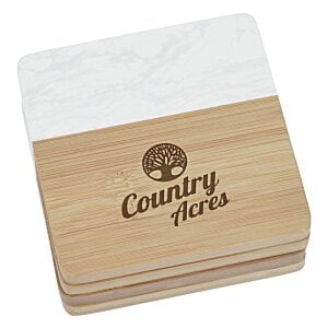 Additional Image 1 - a stack of wooden coasters