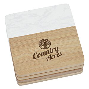 Additional Image 1 - a stack of wooden coasters