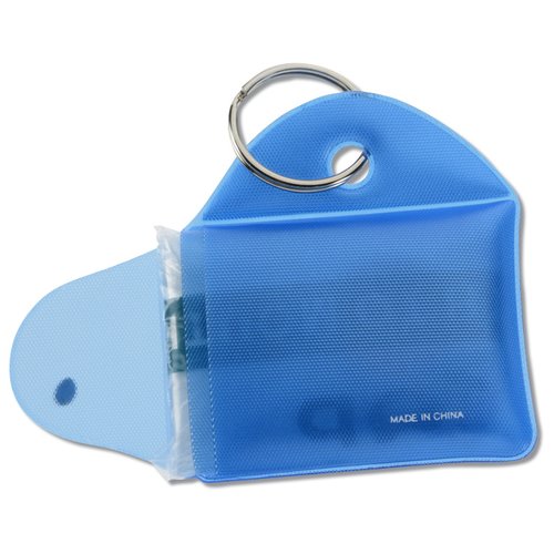 Additional Image 1 - a blue plastic keychain with a ring