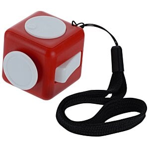 Additional Image 1 - a red cube with white circles and a black strap