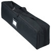 a black bag with a white label