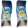 a pair of blue and yellow banners