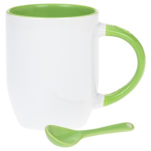 Additional Image 2 - a white and green mug with a green handle