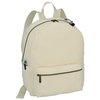 a white backpack with a zipper