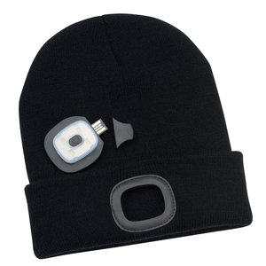 Additional Image 1 - a black beanie with a white camera on it