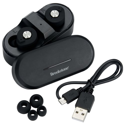 Additional Image 3 - a black wireless earbuds with a cable