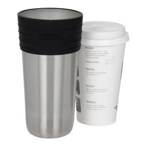 Additional Image 3 - a silver and black cup next to a white cup
