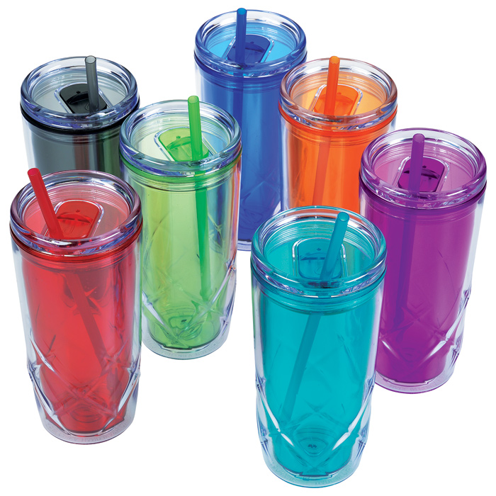 16oz Reusable Tumbler with Straw - Extra Tumbler Lid with Straw