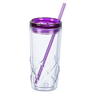 Additional Image 1 - a clear cup with purple lid and straw