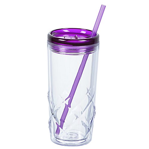 Additional Image 1 - a clear cup with purple lid and straw