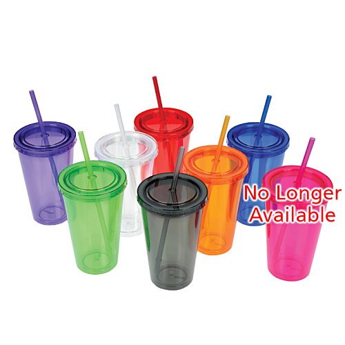 Additional Image 2 - a group of colorful plastic cups with straws