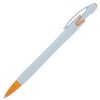 a white pen with orange cap