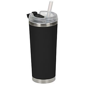 Additional Image 1 - a black tumbler with a straw