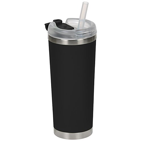 Additional Image 1 - a black tumbler with a straw