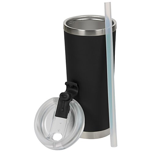 Additional Image 3 - a black and silver cup with a straw