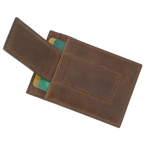 Additional Image 2 - a brown wallet with a green and blue inside