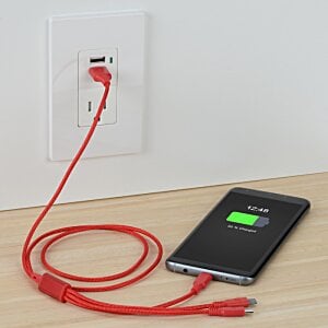 Additional Image 2 - a phone with a red cord plugged into a wall outlet