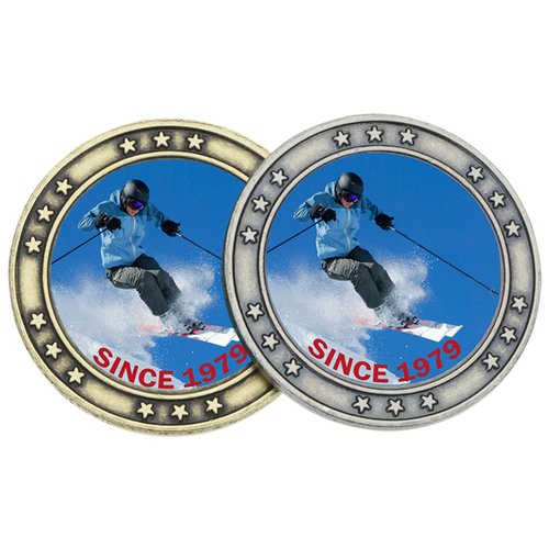 Additional Image 1 - a pair of coins with a blue and white design