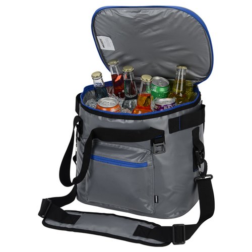 Additional Image 1 - a grey cooler bag with a black strap