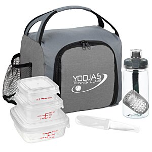 Additional Image 2 - a grey lunch box with a spoon and a plastic container