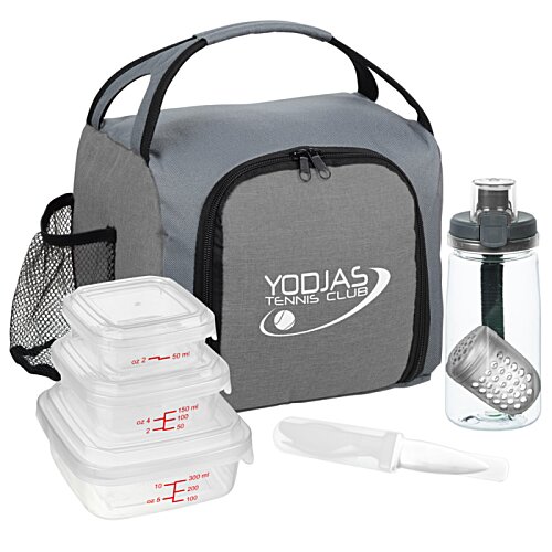 Additional Image 2 - a grey lunch box with a spoon and a plastic container