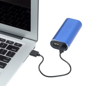 Additional Image 4 - a blue power bank connected to a laptop