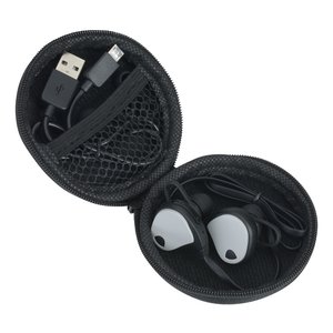 Additional Image 1 - a black case with a black case with a white and grey earbuds in it