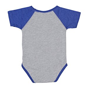 Additional Image 1 - a grey and blue baby bodysuit