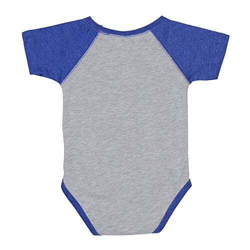Additional Image 1 - a grey and blue baby bodysuit