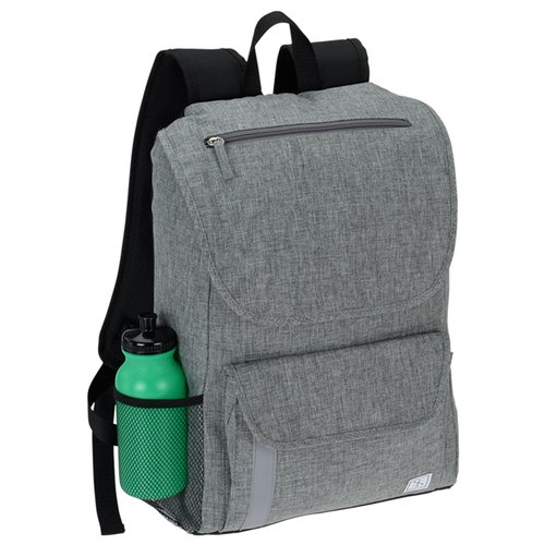 Additional Image 3 - a grey backpack with a green bottle