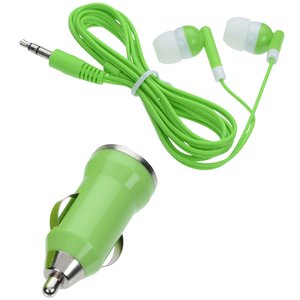 Additional Image 4 - a green car plug and headphones