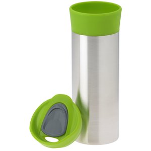 Additional Image 1 - a silver and green bottle with a green lid