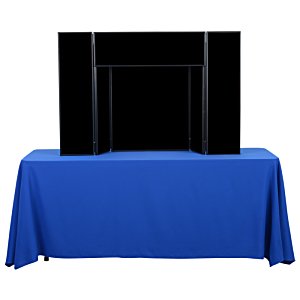 Additional Image 1 - a black headboard on a blue tablecloth