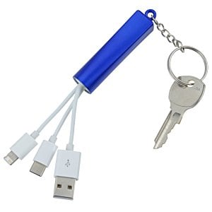 Additional Image 1 - a key chain with a blue handle and several usb cables