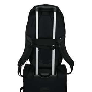 Additional Image 3 - a black backpack with silver straps