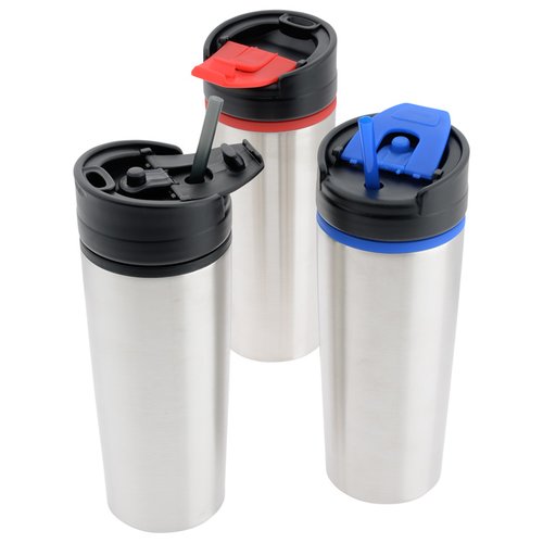 Additional Image 1 - a group of silver and black water bottles