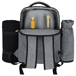 Additional Image 1 - a grey backpack with a table and a bottle in it