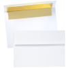 a white envelope with a gold strip