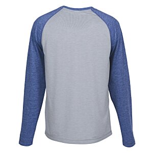Additional Image 1 - a long sleeved shirt with a blue and grey color