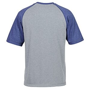 a grey and blue shirt